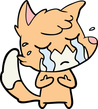 Bir insan tarafından çizilmiş ağlayan tilki çizgi filmi.