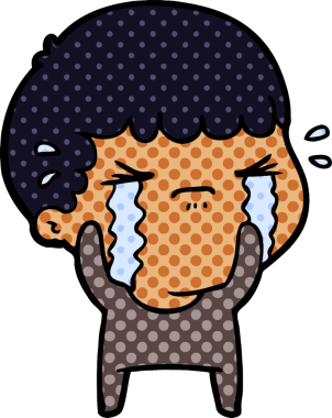 Bir insan tarafından çizilmiş ağlayan çizgi film adamı.