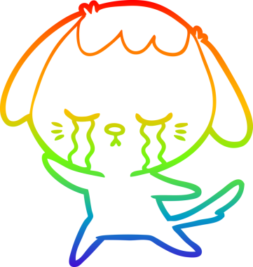 gökkuşağı gradyan çizgi çizimi bir insan tarafından çizilmiş ağlayan bir köpek