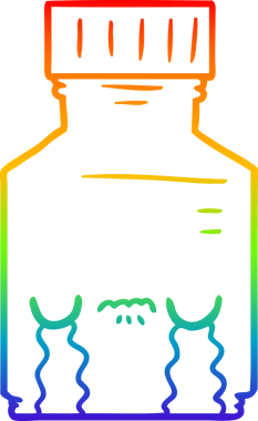 Gökkuşağı gradyan çizgi çizimi bir insan tarafından çizilmiş bir hap kavanozu