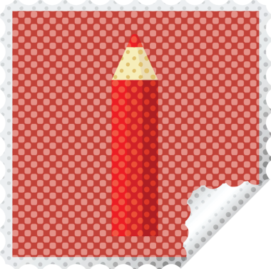 kırmızı renkli kalem kare etiketi bir insan tarafından çizilmiş.