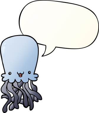 bir insan tarafından çizilmiş yumuşak eğimli konuşma baloncuklu ahtapot çizgi filmi.