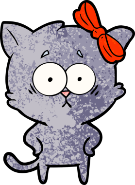 Bir insan tarafından çizilmiş çizgi film kedisi.