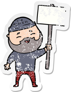 Bir insan tarafından çizilmiş mutlu sakallı bir adamın sıkıntılı çıkartması.