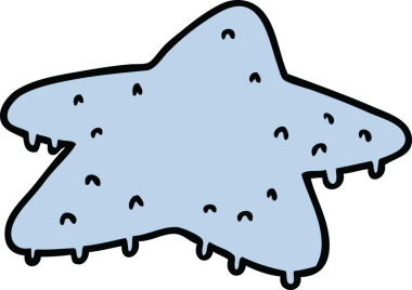 Bir insan tarafından çizilmiş yıldız balığının el çizimi karikatürü.