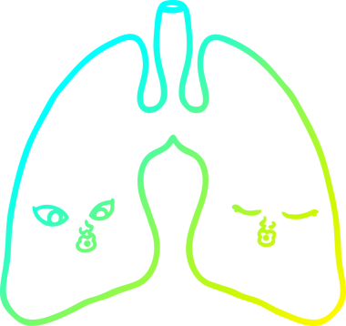 Bir insanın çizdiği karikatür akciğerlerinin soğuk gradyan çizgisi.