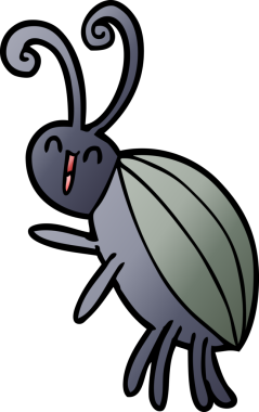 Bir insan tarafından çizilmiş mutlu bir böcek.