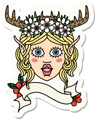 Bir insan tarafından çizilmiş bir Elf Druid karakterinin çıkartması.