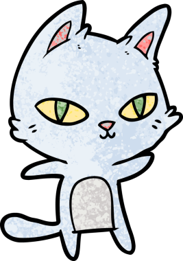 Bir insan tarafından çizilmiş çizgi film kedisi.