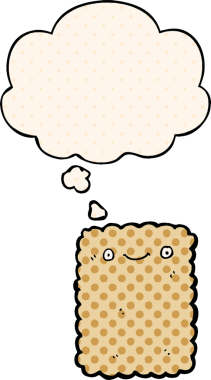 Bir insan tarafından çizilmiş, düşünce baloncuklu çizgi roman bisküvisi.