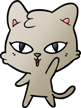 Bir insan tarafından çizilmiş çizgi film kedisi.