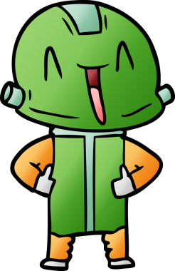 Bir insan tarafından çizilmiş çizgi film robotu