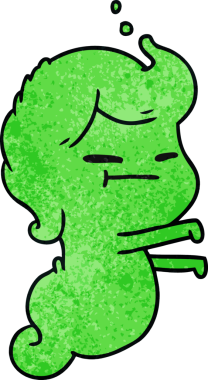 Bir insan tarafından çizilmiş kawai korkunç hayaletinin serbest çizimi.