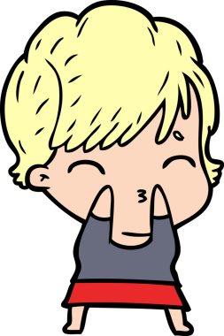 Bir insan tarafından çizilmiş bir çizgi film kadını.