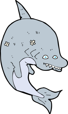 Bir insan tarafından çizilmiş bir köpek balığı.