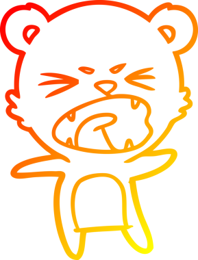 Bir insan tarafından çizilmiş kızgın bir çizgi film ayısının sıcak çizgi çizimi