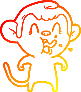 İnsan tarafından çizilmiş çılgın bir çizgi maymunun sıcak çizgi çizimi