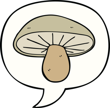 Bir insan tarafından çizilmiş konuşma baloncuklu mantar.