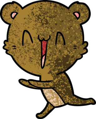 Koşan ayı karikatürü bir insan tarafından çizildi