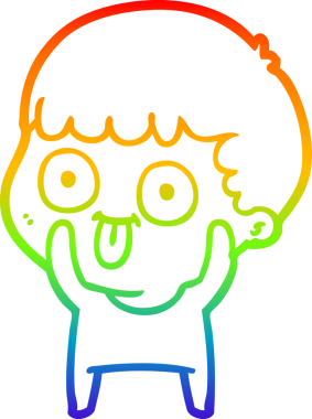 Gökkuşağı gradyan çizgi çizimi bir insan tarafından çizilmiş bir karikatür adam