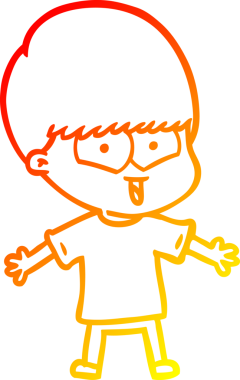 Bir insan tarafından çizilen mutlu bir çocuğun sıcak çizgi çizimi.