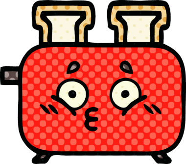 Bir insan tarafından çizilmiş bir ekmek kızartma makinesinin çizgi filmi.