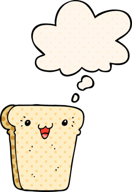 Çizgi roman tarzında bir insan tarafından çizilmiş bir ekmek dilimi.