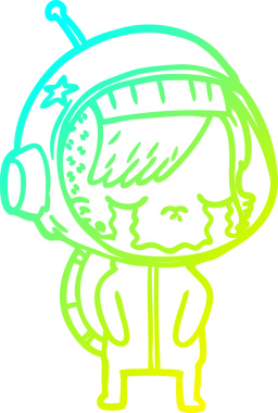 Bir insan tarafından çizilmiş ağlayan astronot bir kızın soğuk gradyan çizimi