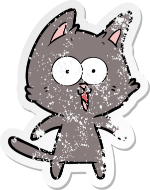 Bir insan tarafından çizilmiş komik bir çizgi film kedisinin sıkıntılı çıkartması.