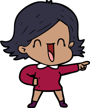 Bir insan tarafından çizilmiş gülen kadın çizgi filmi.