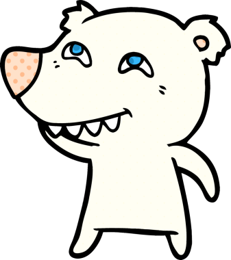 Karikatür kutup ayısı bir insan tarafından çizilmiş dişleri gösteriyor