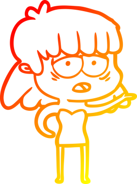 Bir insan tarafından çizilmiş, karikatür çizen, yorgun bir kadın.