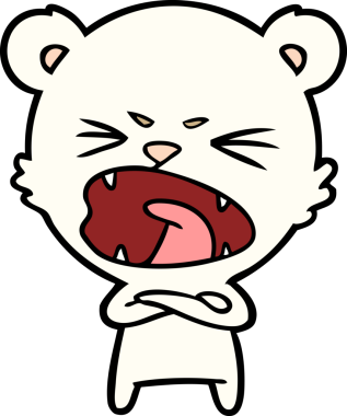 Bir insan tarafından çizilmiş kızgın kutup ayısı çizgi filmi.