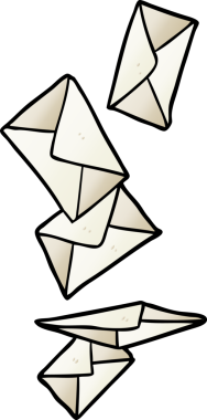 Bir insan tarafından çizilen karikatür zarfları