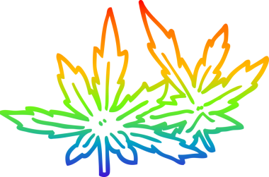 gökkuşağı gradyan çizgi çizimi bir insan tarafından çizilmiş marihuana yaprakları