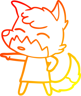 Bir insan tarafından çizilmiş bir tilki çizgi filminin sıcak çizgi çizimi