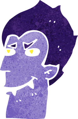 Bir insan tarafından çizilmiş vampir yüzü.