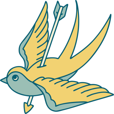 Bir insanın çizdiği bir kırlangıcın ikonik dövme şekli