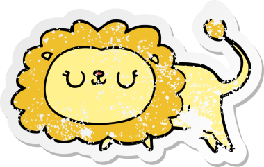 Bir insan tarafından çizilmiş karikatür aslanının sıkıntılı çıkartması.