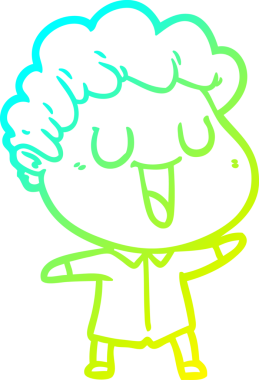 Bir insan tarafından çizilmiş gülen bir çizgi film karakterinin soğuk gradyan çizgisi.