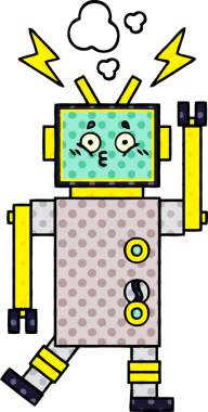 bir insan tarafından çizilmiş bir robotun çizgi roman tarzı