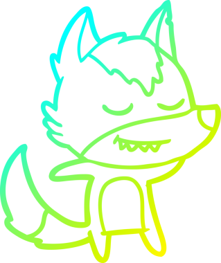 Bir insan tarafından çizilmiş dost canlısı bir kurt çizgi çizimi.