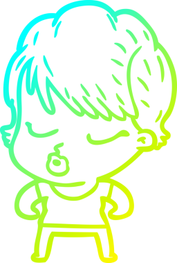 Bir insan tarafından çizilmiş gözleri olan bir karikatür kadın çizimi