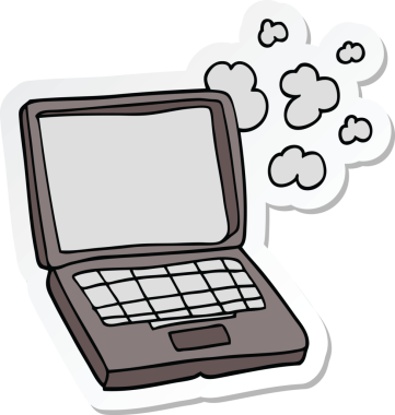 Bir insan tarafından çizilmiş dizüstü bilgisayar etiketi.
