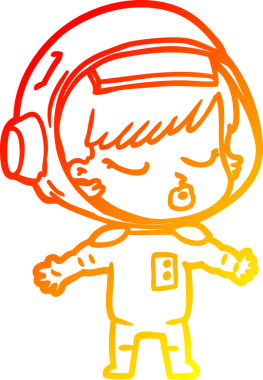 Bir insan tarafından çizilmiş güzel astronot bir kızın sıcak çizgi çizimi