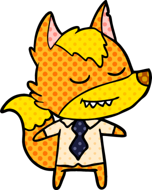 Ofis çalışanı Fox çizgi film karakteri bir insan tarafından çizilmiş.