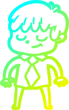 Bir çizgi film karakteri çizen soğuk çizgi bir insan tarafından çizilmiş mutlu çocuk.