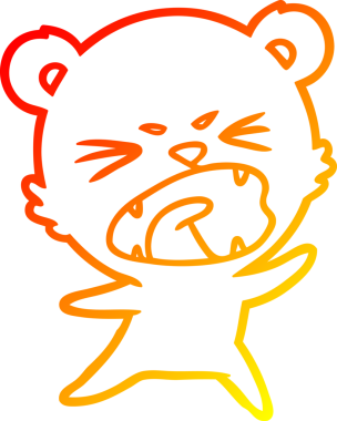 Bir insan tarafından çizilmiş kızgın bir çizgi film ayısının sıcak çizgi çizimi