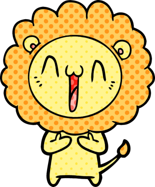 Bir insan tarafından çizilmiş mutlu çizgi film aslanı.