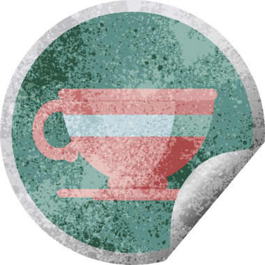 kahve fincanı grafik vektör çizimi bir insan tarafından çizilmiş dairesel etiket